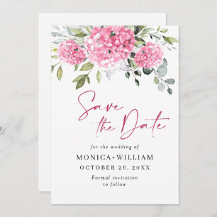 Elegant Pink Hydrangea Blumenhochzeit Save The Date