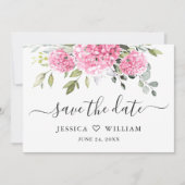 Elegant Pink Hydrangea Blumenhochzeit Save The Date (Vorderseite)