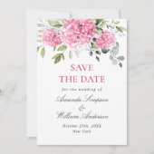 Elegant Pink Hydrangea Blumenhochzeit Save The Date (Vorderseite)