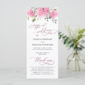Elegant Pink Hydrangea Blumenzeremonie Programm (Stehend Vorderseite)