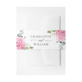Elegant Pink Hydrangea Eukalyptus Monogram Wedding Einladungsbanderole (Vorderseite Beispiel)