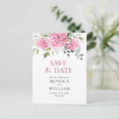 Elegant Pink Hydrangea Hochzeit speichern Sie das Postkarte (Stehend Vorderseite)