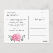 Elegant Pink Hydrangea Hochzeit speichern Sie das Postkarte (Rückseite)