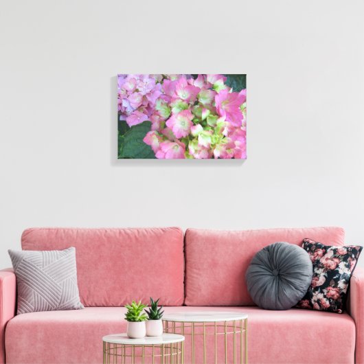 Elegant Pink Hydrangeas Leinwanddruck (Insitu (Wohnzimmer))