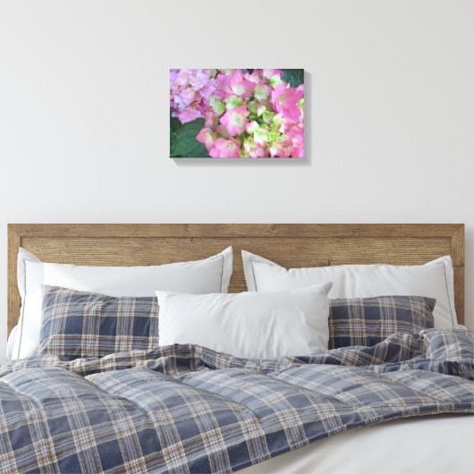 Elegant Pink Hydrangeas Leinwanddruck (Insitu (Schlafzimmer))