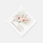 Elegant Pink Ivory Boho Floral Wedding Bible Verse Serviette (Ecke)