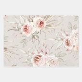 Elegant Pink Ivory Boho Rose Grüne Geschenkpapier Set (Vorderseite 3)