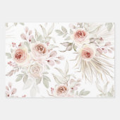Elegant Pink Ivory Boho Rose Grüne Geschenkpapier Set (Vorderseite)