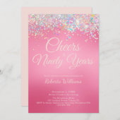 Elegant Pink Kalligraphie 90. Geburtstagseinladung Einladung (Vorne/Hinten)