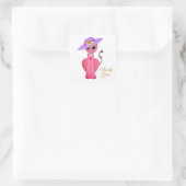 Elegant Pink Kitty Cat Vielen Dank Quadratischer Aufkleber (Tasche)