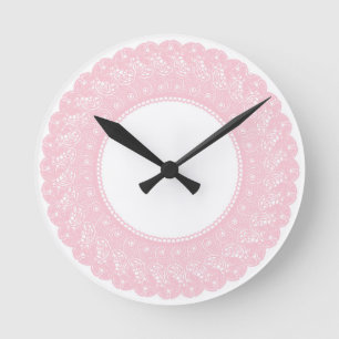 Elegant pink lace clock runde wanduhr