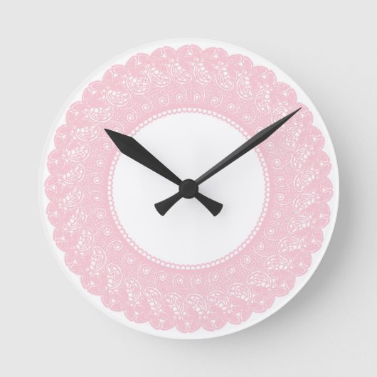 Elegant pink lace clock runde wanduhr (Vorderseite)