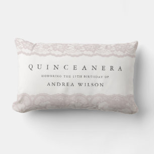 Elegant Pink Lace Quinceanera Party Birthday GIft Lendenkissen