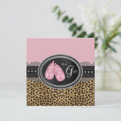 Elegant Pink Leopard Baby Shower Einladung (Stehend Vorderseite)