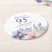 Elegant Pink Lila Floral 95. Geburtstagsparty Runder Pappuntersetzer (Angewinkelt)