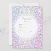ELEGANT Pink lila LACE BABY DUSCHE EINLADEN Einladung (Rückseite)