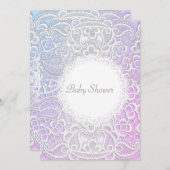 ELEGANT Pink lila LACE BABY DUSCHE EINLADEN Einladung (Vorne/Hinten)