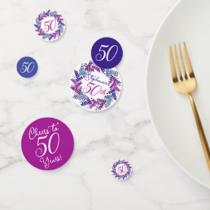 Elegant Pink Lila Wreath 50. Geburtstag Confetti Konfetti