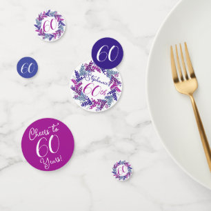 Elegant Pink Lila Wreath 60. Geburtstag Confetti Konfetti