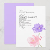 Elegant Pink & Lilac Floral Wedding  Einladung (Vorne/Hinten)