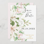 Elegant Pink Lili | Hochzeit von Elfenbein-Rose Save The Date (Vorne/Hinten)