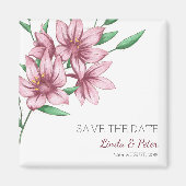 Elegant Pink Lily Wedding Save the Date Magnet (Vorne)