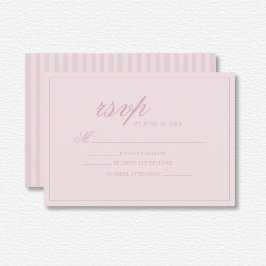 Elegant Pink Lines Wedding RSVP Karte