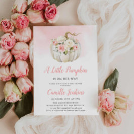 Elegant Pink Little Pumpkin Girl Babydusche Einladung
