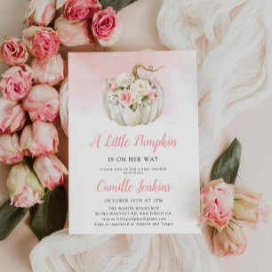 Elegant Pink Little Pumpkin Girl Babydusche Einladung