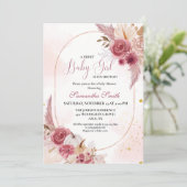 Elegant Pink Little Pumpkin Sweet Girl Baby Shower Einladung (Stehend Vorderseite)