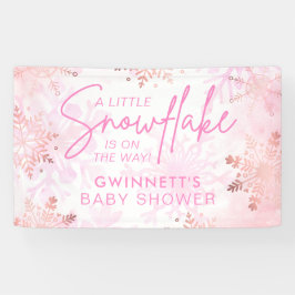 Elegant Pink Little Snowflake Babydusche Banner