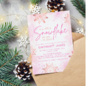 Elegant Pink Little Snowflake Babydusche Einladung