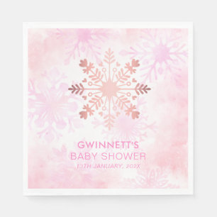 Elegant Pink Little Snowflake Babydusche Serviette