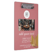 Elegant Pink Logo Custom Text clipboard Klemmbrett (Rechts)