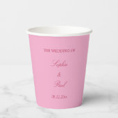 Elegant Pink Magenta Wedding Paper Cups Pappbecher (Rückseite)