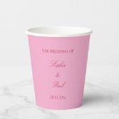 Elegant Pink Magenta Wedding Paper Cups Pappbecher (Vorderseite)