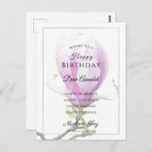 Elegant Pink Magnolia Birthday wünscht Postkarte (Vorne/Hinten)