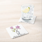 Elegant Pink Magnolia Watercolor in Glass Vase Untersetzer (Vor Ort)