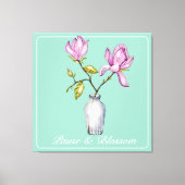 Elegant Pink Magnolia Watercolor Leinwanddruck (Vorderseite)