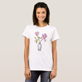 Elegant Pink Magnolia Watercolor T-Shirt