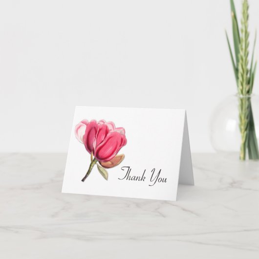Elegant Pink Magnolia Wedding Thank You Dankeskarte (Vorderseite)