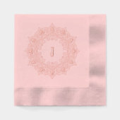 Elegant Pink Mandala Monogram Servietten Mit Folie (Vorderseite)