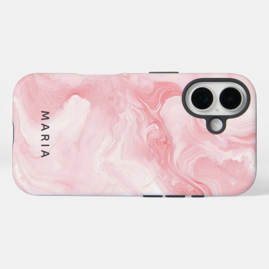 Elegant Pink Marble Personalized  Case-Mate iPhone Hülle (Rückseite (Horizontal))