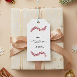 Elegant Pink Merry Christmas Gift Tag – Floral  Geschenkanhänger
