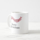 Elegant Pink Merry Christmas Mug – Floral Holiday  Kaffeetasse (Vorderseite Links)