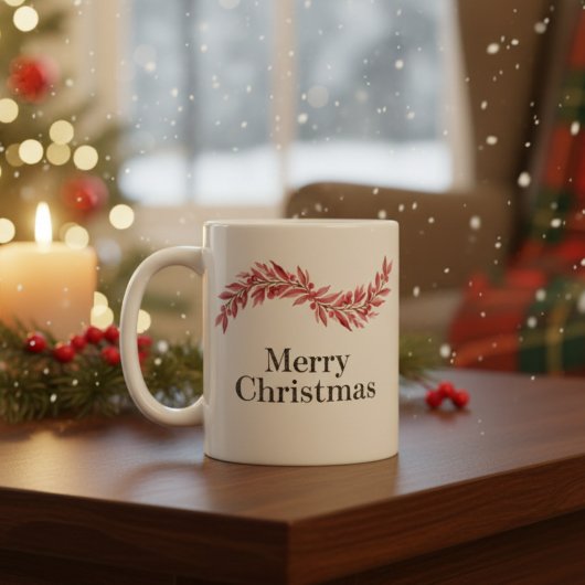 Elegant Pink Merry Christmas Mug – Floral Holiday  Kaffeetasse