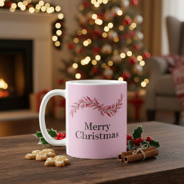 Elegant Pink Merry Christmas Mug – Floral Holiday Kaffeetasse