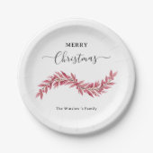 Elegant Pink Merry Christmas Paper Plate – Holiday Pappteller (Vorderseite)