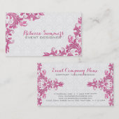 Elegant Pink Metall Lace White Damasks Visitenkarte (Vorne/Hinten)
