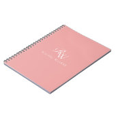 Elegant Pink Minimalist Monogram Notizblock (Linke Seite)